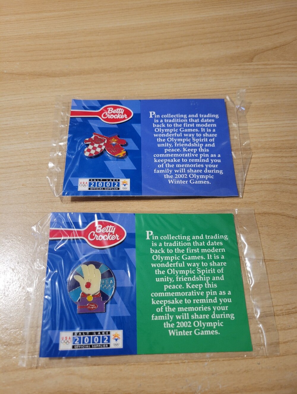 Pair of Betty Crocker Salt Lake 2002 Winter Olympics Collectible Pins